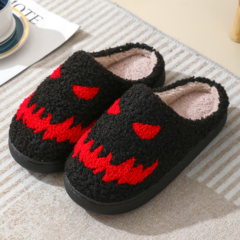 Chaussons grande taille à imprimé fantôme d'Halloween - Noir - EU43-44 (US9-10) - image 1