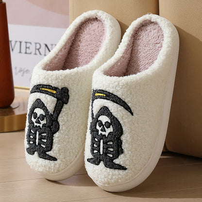 Chaussons grande taille à imprimé tête de mort abstrait pour Halloween