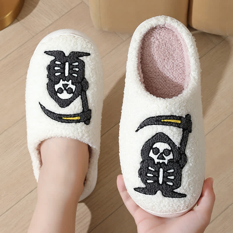 Chaussons grande taille à imprimé tête de mort abstrait pour Halloween