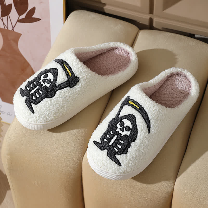 Chaussons grande taille à imprimé tête de mort abstrait pour Halloween