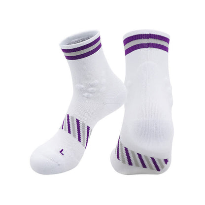Chaussettes de compression respirantes pour le cyclisme (4 paires) - Blanc et violet - EU39-44 (US6-10) - image 0