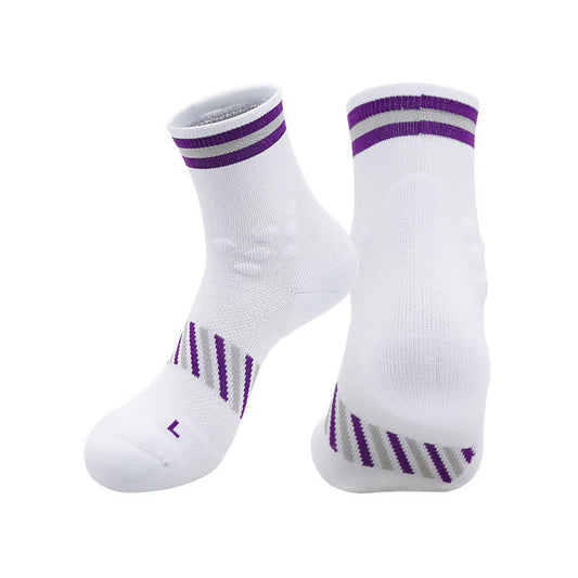 Chaussettes de compression respirantes pour le cyclisme (4 paires) - Blanc et violet - EU39-44 (US6-10) - image 0