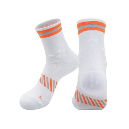 Chaussettes de compression respirantes pour le cyclisme (4 paires) - Blanc et orange - EU39-44 (US6-10) - image 4