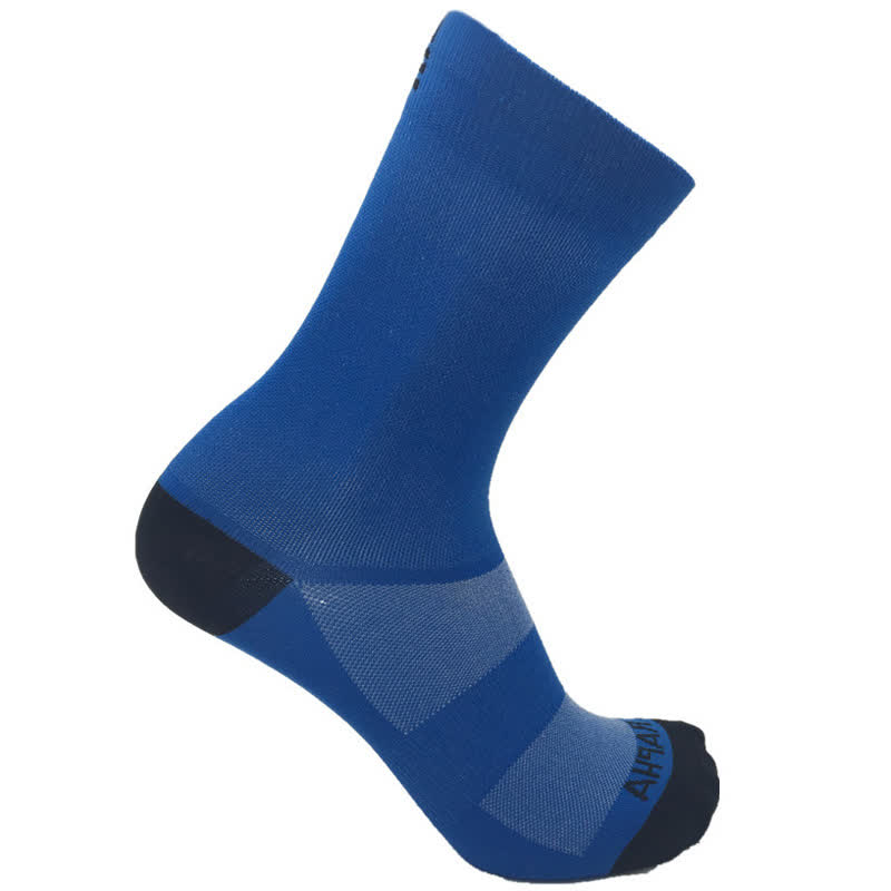 Chaussettes de compression de cyclisme de couleur unie (6 paires)