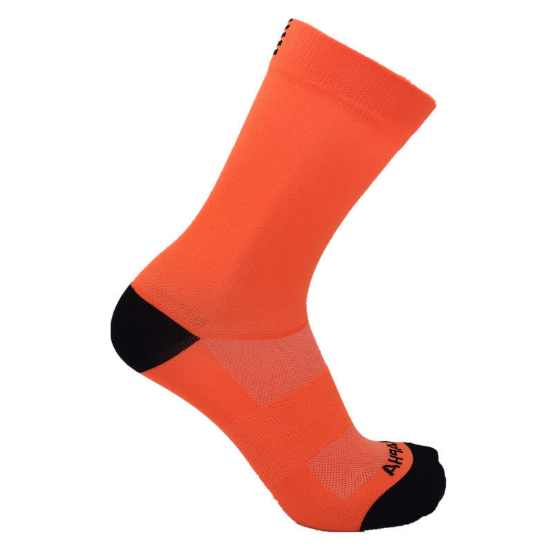 Chaussettes de compression de cyclisme de couleur unie (6 paires) - Orange - EU39-45 (US6-11) - image 3