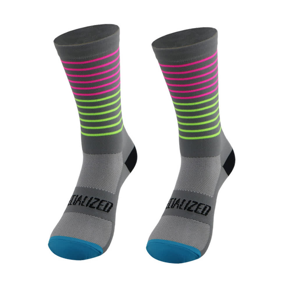 Chaussettes de cyclisme à rayures (4 paires) - Gris - EU38-45 (US5-11) - image 2