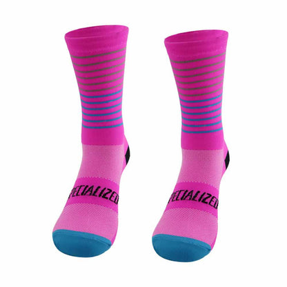 Chaussettes de cyclisme à rayures (4 paires) - Rose - EU38-45 (US5-11) - image 6