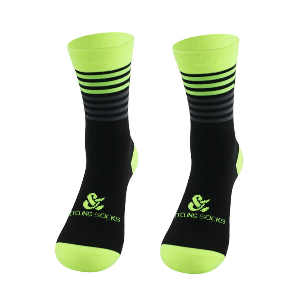 Chaussettes de cyclisme à rayures noires (4 paires) - Vert - EU38-45 (US5-11) - image 2