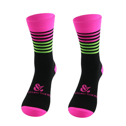 Chaussettes de cyclisme à rayures noires (4 paires) - Rose - EU38-45 (US5-11) - image 4
