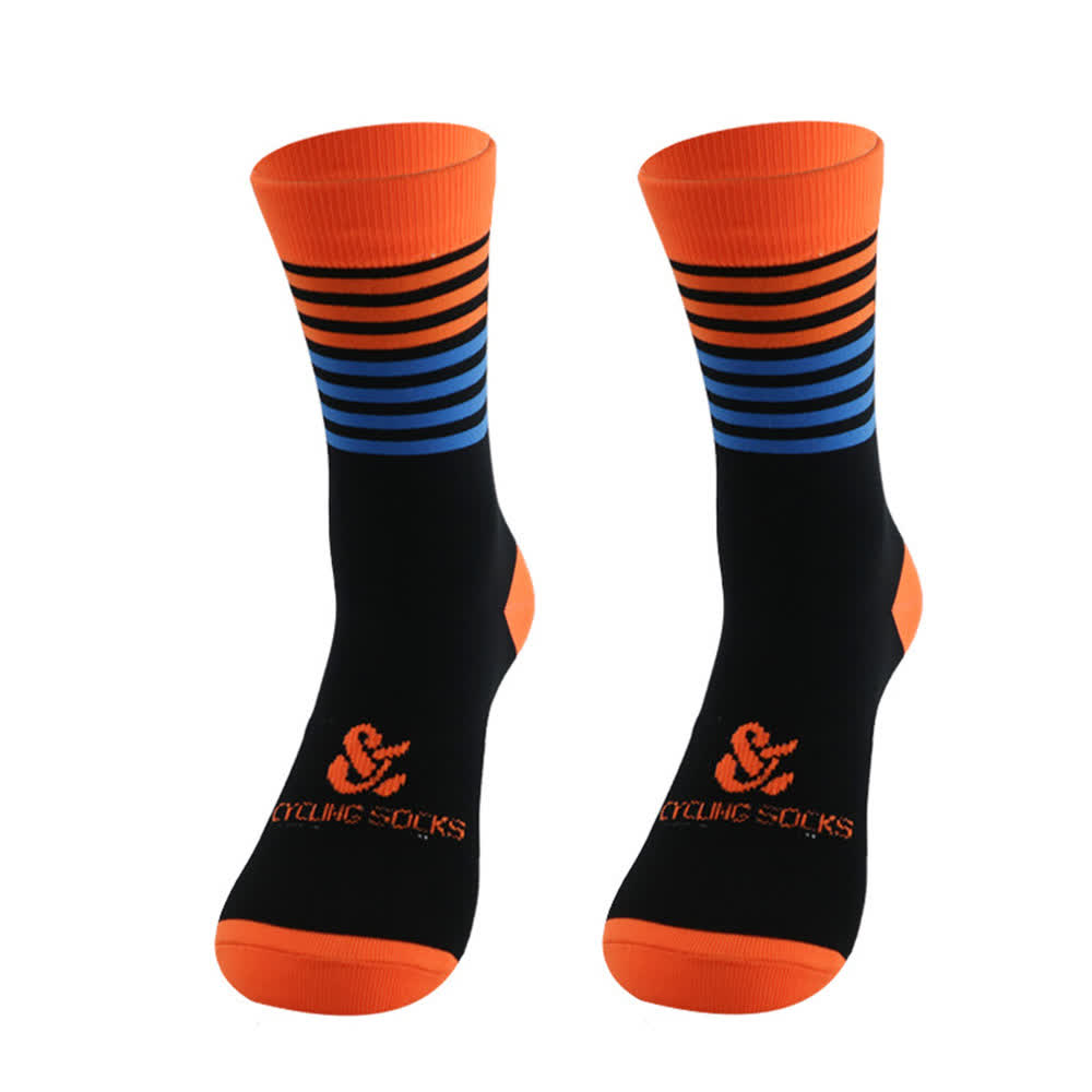 Chaussettes de cyclisme à rayures noires (4 paires) - Orange - EU38-45 (US5-11) - image 6