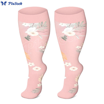 Chaussettes de compression grande taille à motif floral et feuilles (3 paires) - image 3