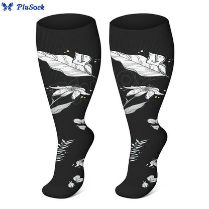 Chaussettes de compression grande taille à motif floral et feuilles (3 paires) - image 1