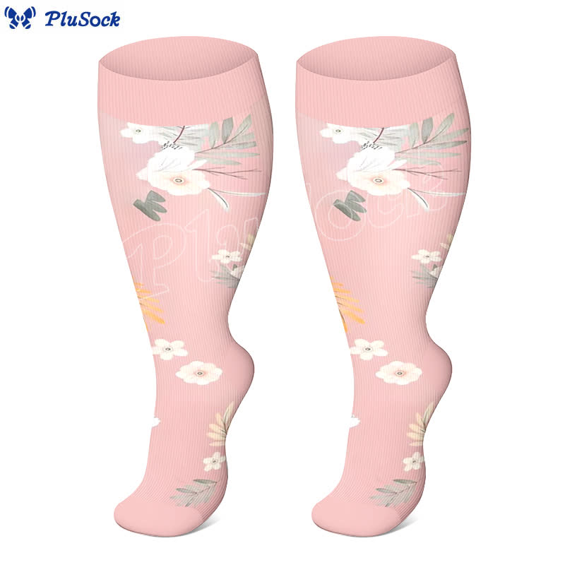 Chaussettes de compression grande taille à motif fleur de pêcher (3 paires) - image 3
