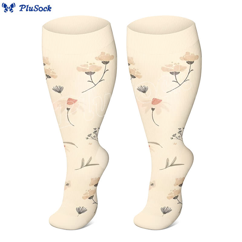 Chaussettes de compression grande taille à motif fleur de pêcher (3 paires) - image 4