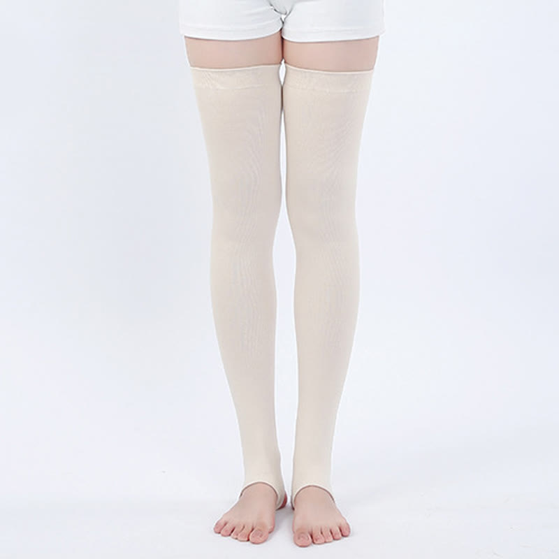 Manchons de cuisse antidérapants en pur coton à haute élasticité - Beige - XL - image 7