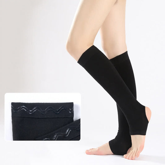 Manchons de mollet en pur coton avec poignée antidérapante en silicone - Noir - XL - image 0