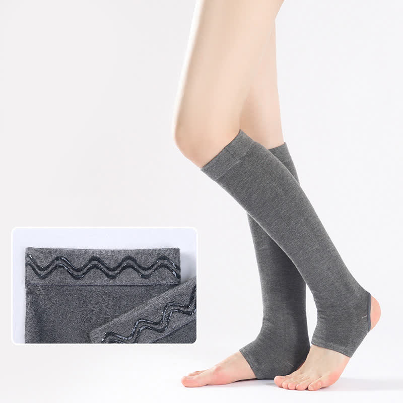 Manchons de mollet en pur coton avec poignée antidérapante en silicone - Gris foncé - XL - image 1