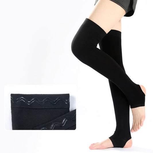 Manchons de cuisse en pur coton avec poignée en silicone antidérapante - Noir - XL - image 1