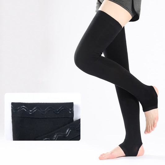 Manchons de cuisse en coton de couleur unie avec poignée en silicone antidérapante - Noir - XL - image 0