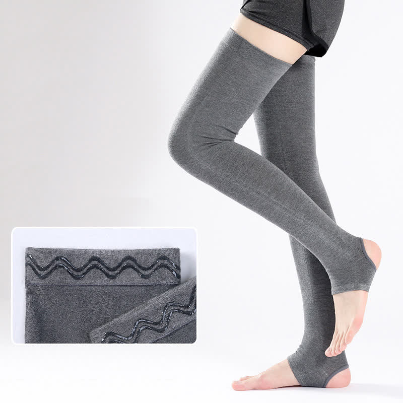 Manchons de cuisse en coton de couleur unie avec poignée en silicone antidérapante - Gris foncé - XL - image 1