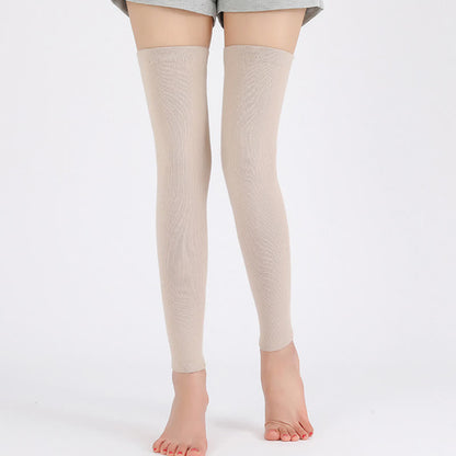 Manches de cuisse élastiques en tricot fin de couleur unie