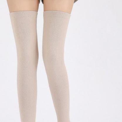 Manches de cuisse élastiques en tricot fin de couleur unie
