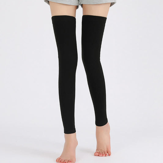 Manches de cuisse élastiques en tricot fin de couleur unie - Noir - XL - image 0