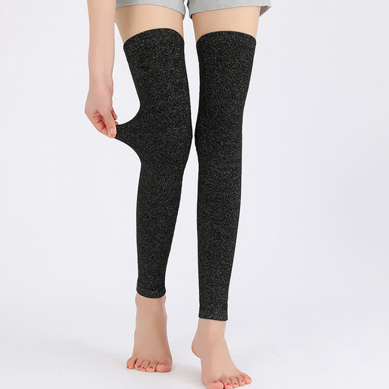 Manches de cuisse élastiques en tricot fin de couleur unie - Noir et argent - XL - image 17