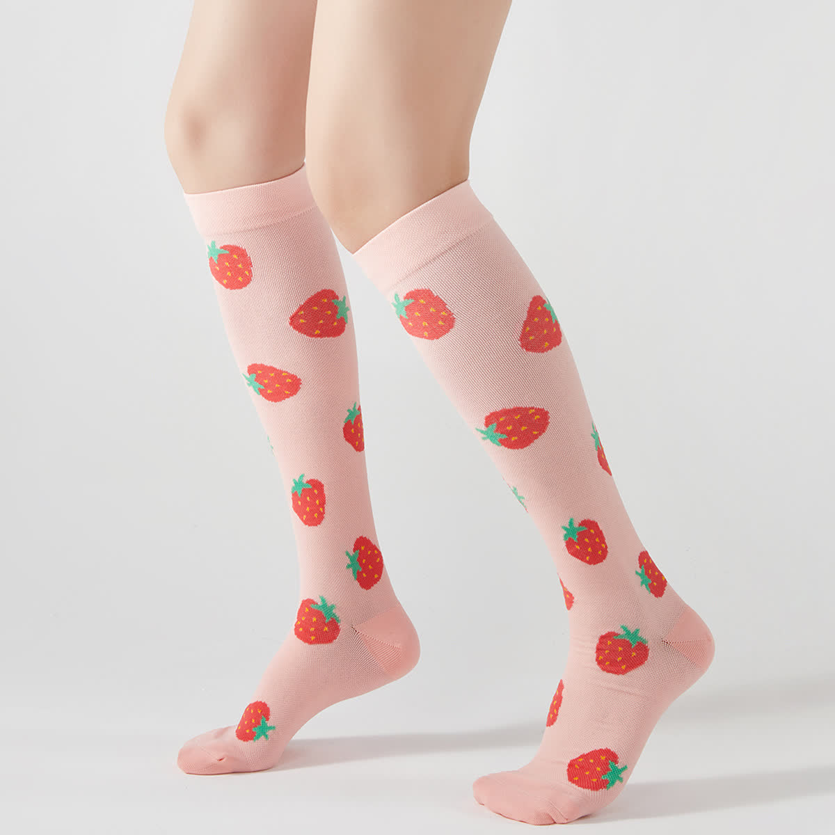 Chaussettes de compression hautes à imprimé fruit et animal (4 paires) - Rose - EU37-42 (US4-8.5) - image 0