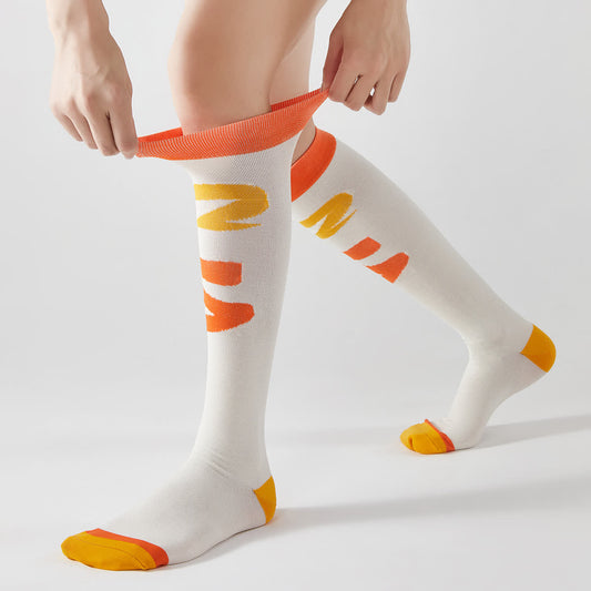 Chaussettes de compression hautes colorblock (3 paires) - Blanc - EU37-42 (US4-8.5) - image 0