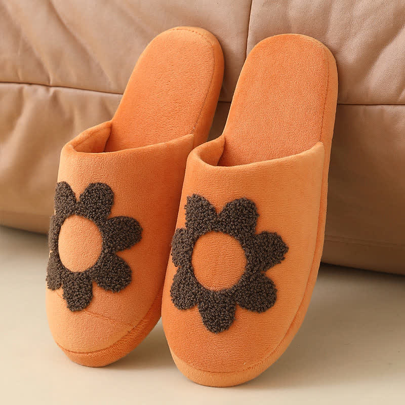 Chaussons mignons à imprimé floral grande taille - Orange - EU42-43 (US8.5-9) - image 0