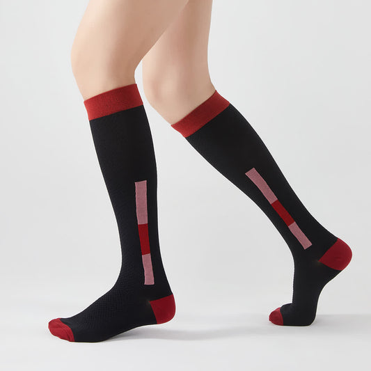 Chaussettes de compression hautes rectangulaires simples à blocs de couleurs (5 paires)