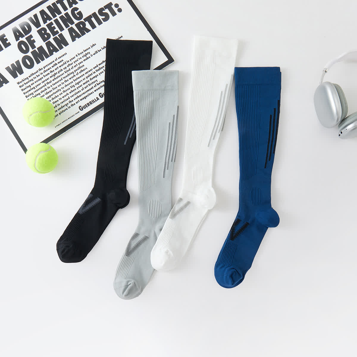 Chaussettes de sport à rayures (4 paires) - Multicolore - EU37-42 (US4-8.5) - image 1