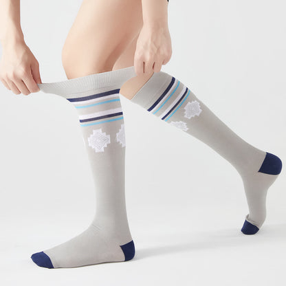 Chaussettes de compression hautes à motif géométrique (5 paires) - Gris - EU37-42 (US4-8.5) - image 1