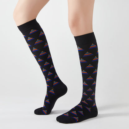 Chaussettes de compression hautes à motif géométrique (5 paires) - Noir et bleu - EU37-42 (US4-8.5) - image 4