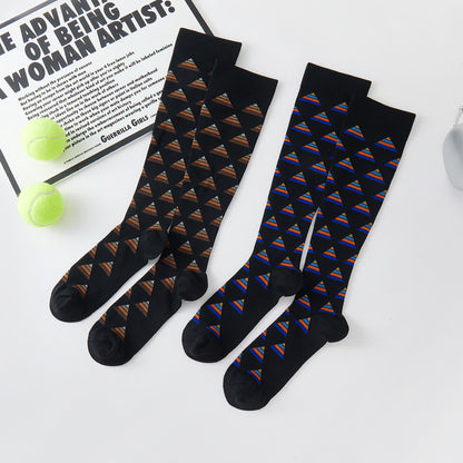 Chaussettes de compression hautes à motif géométrique (5 paires)