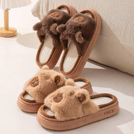 Chaussons ouverts en peluche en forme d'animaux - image 0