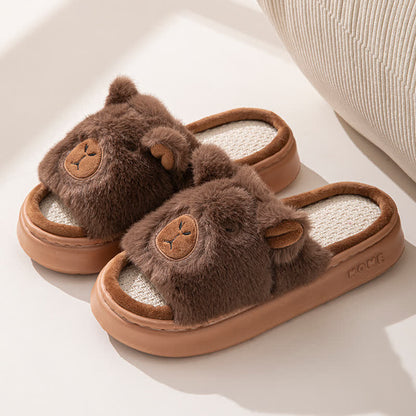 Chaussons ouverts en peluche en forme d'animaux - Brun - EU43-44 (US9-10) - image 5