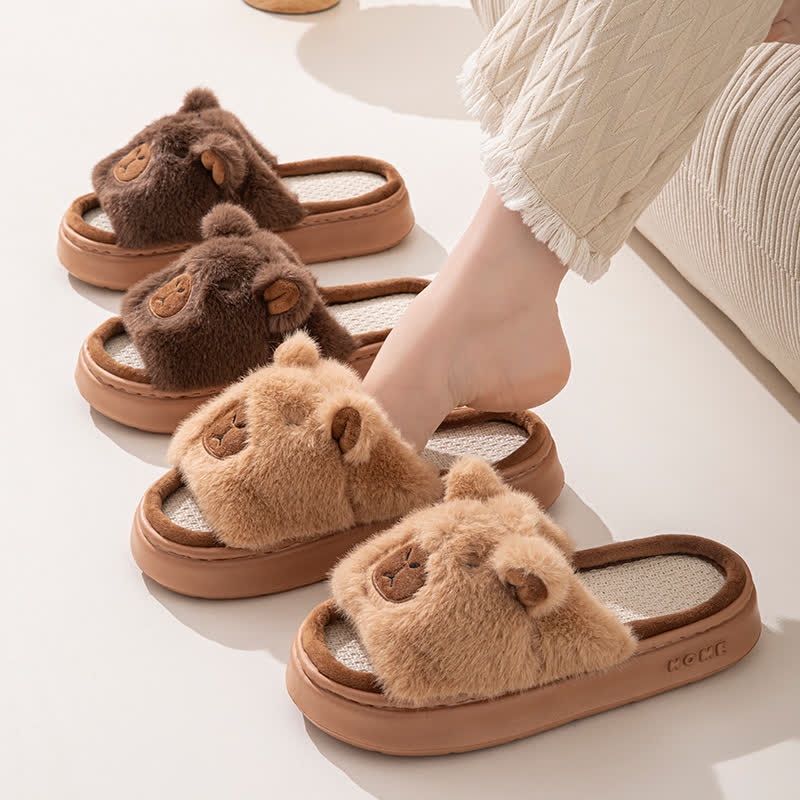 Chaussons ouverts en peluche en forme d'animaux - image 1