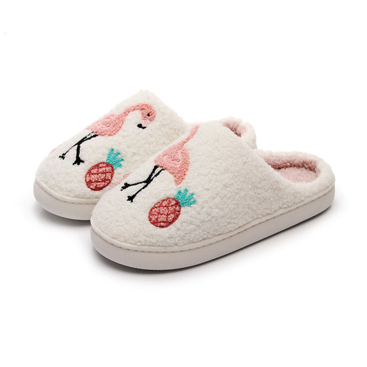 Chaussons en peluche flamant rose grande taille