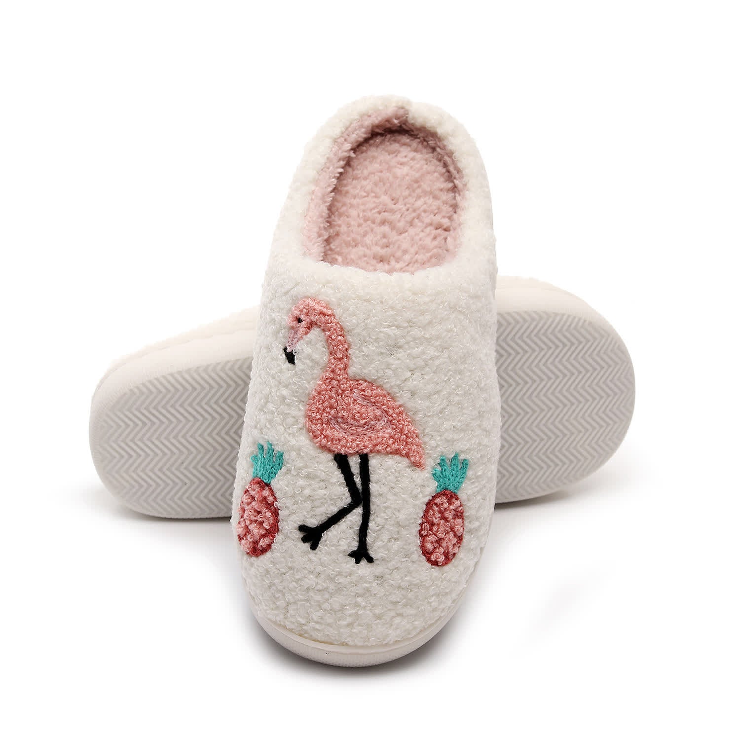 Chaussons en peluche flamant rose grande taille - image 3