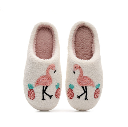 Chaussons en peluche flamant rose grande taille - Blanc - EU44-45 (US10-11) - image 1