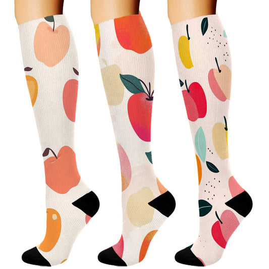 Chaussettes de compression Apple Print Series (3 paires) - Ensemble A - S/M - image 1
