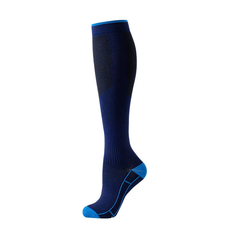 Chaussettes de compression hautes pour la course à pied et les voyages (4 paires) - Bleu marine - S/M - image 3