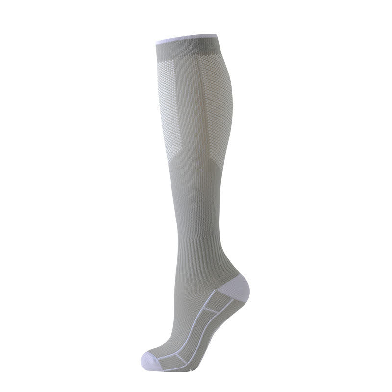 Chaussettes de compression hautes pour la course à pied et les voyages (4 paires) - Gris - S/M - image 6