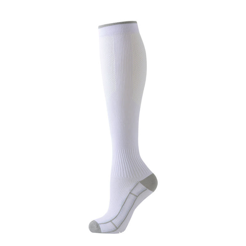 Chaussettes de compression hautes pour la course à pied et les voyages (4 paires) - Blanc - S/M - image 7