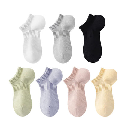 Chaussettes de sport invisibles en coton de couleur unie (7 paires)