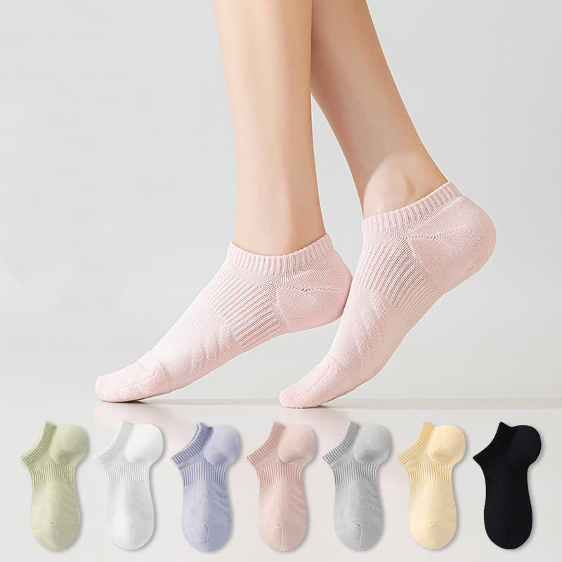 Chaussettes de sport invisibles en coton de couleur unie (7 paires)