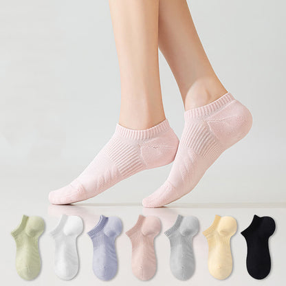 Chaussettes de sport invisibles en coton de couleur unie (7 paires)