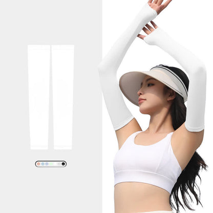 Manchons de protection solaire en soie glacée pour sports de plein air - Blanc - XL - image 2